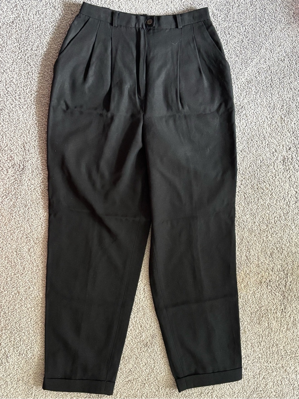 Evan Picone Wool Black Pleated Vintage High Waisted Dress Pants